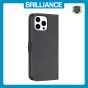 Brilliance LUX iPhone 14 Pro Max Flip Book PU Leather Wallet Holder & Stand with Card Pockets Case Black