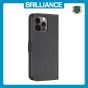 Brilliance LUX iPhone 12 / 12 Pro Flip Book PU Leather Wallet Holder & Stand with Card Pockets Case Black