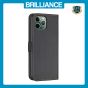 Brilliance LUX iPhone 11Pro Max Flip Book PU Leather Wallet Holder & Stand with Card Pockets Case Black