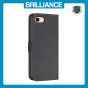 Brilliance LUX iPhone 6/7/8 Flip Book PU Leather Wallet Holder & Stand with Card Pockets Case Black