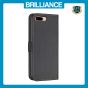 Brilliance LUX iPhone 6P/7P/8P Flip Book PU Leather Wallet Holder & Stand with Card Pockets Case Black