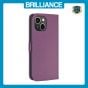 Brilliance LUX iPhone 15 Flip Book PU Leather Wallet Holder & Stand with Card Pockets Case Purple