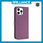 Brilliance LUX iPhone 15 Pro Max Flip Book PU Leather Wallet Holder & Stand with Card Pockets Case Purple