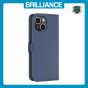 Brilliance LUX iPhone 15 Flip Book PU Leather Wallet  Holder & Stand with Card Pockets Case Blue