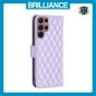 Brilliance LUX Samsung S22 Ultra Flip Book PU real Leather Wallet Holder & Kickstand with Card Pockets Case Purple
