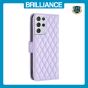 Brilliance LUX Samsung S21 Ultra Flip Book PU real Leather Wallet Holder & Kickstand with Card Pockets Case Purple