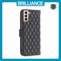 Brilliance LUX Samsung S21 Flip Book PU real Leather Wallet Holder & Kickstand with Card Pockets Case Black