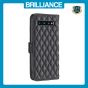 Brilliance LUX Samsung S10 Flip Book PU real Leather Wallet Holder & Kickstand with Card Pockets Case Black