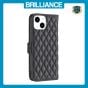Brilliance LUX iPhone 15 Flip Book PU real Leather Wallet Holder & Kickstand with Card Pockets Case Black
