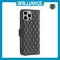 Brilliance LUX iPhone 15 Pro Max Flip Book PU real Leather Wallet Holder & Kickstand with Card Pockets Case Black