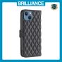 Brilliance LUX iPhone 14/13 Flip Book PU real Leather Wallet Holder & Kickstand with Card Pockets Case Black