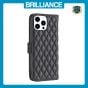 Brilliance LUX iPhone 14 Pro Flip Book PU real Leather Wallet Holder & Kickstand with Card Pockets Case Black