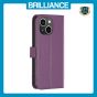 Brilliance LUX iPhone 15 Flip PU Genuine Leather Detachable Strong Magnetic Wallet with Card Pockets Case Purple