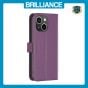 Brilliance LUX iPhone 15 Plus Flip PU Genuine Leather Detachable Strong Magnetic Wallet with Card Pockets Case Purple