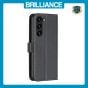 Brilliance LUX Samsung S23 Flip Book PU Genuine Leather Detachable Strong Magnetic Wallet with Card Pockets Case Black