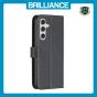 Brilliance LUX Samsung A14 4G/5G Flip Book PU Genuine Leather Detachable Strong Magnetic Wallet with Card Pockets Case Black