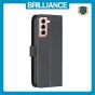 Brilliance LUX Samsung S21 Flip Book PU Genuine Leather Detachable Strong Magnetic Wallet with Card Pockets Case Black