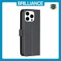 Brilliance LUX iPhone 13 Pro Max Flip Book PU Genuine Leather Detachable Strong Magnetic Wallet with Card Pockets Case Black