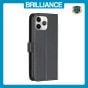 Brilliance LUX iPhone 11 Pro Flip Book PU Genuine Leather Detachable Strong Magnetic Wallet with Card Pockets Case Black