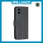 Brilliance LUX iPhone X/XS Flip Book PU Genuine Leather Detachable Strong Magnetic Wallet with Card Pockets Case Black