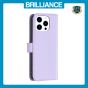 Brilliance LUX iPhone 15 Pro Max Flip Book PU Genuine Leather Detachable Strong Magnetic Wallet with Card Pockets Case lavender