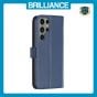 Brilliance LUX Samsung S23 Ultra Flip Book PU Genuine Leather Detachable Strong Magnetic Wallet with Card Pockets Case Blue
