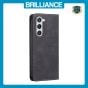 Brilliance LUX Samsung S23 Flip PU Leather Stitching Colors Dark Magnetic Wallet with Card Pockets Case Black