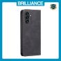 Brilliance LUX Samsung A14 5G Flip PU Leather Stitching Colors Dark Magnetic Wallet with Card Pockets Case Black