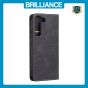 Brilliance LUX Samsung S22 Plus Flip PU Leather Stitching Colors Dark Magnetic Wallet with Card Pockets Case Black
