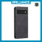 Brilliance LUX iPhone GOOGLE PIXEL 6 Pro Flip PU Leather Stitching Colors Dark Magnetic Wallet with Card Pockets Case Black