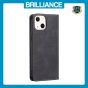 Brilliance LUX iPhone 14 Plus Flip PU Leather Stitching Colors Dark Magnetic Wallet with Card Pockets Case Black