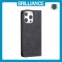 Brilliance LUX iPhone 13 Pro Flip PU Leather Stitching Colors Dark Magnetic Wallet with Card Pockets Case Black