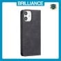 Brilliance LUX iPhone 12 Mini Flip PU Leather Stitching Colors Dark Magnetic Wallet with Card Pockets Case Black