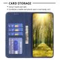 Brilliance LUX iPhone 14 Plus Flip PU Leather Stitching Colors Dark Magnetic Wallet with Card Pockets Case Blue