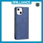 Brilliance LUX iPhone 14 Plus Flip PU Leather Stitching Colors Dark Magnetic Wallet with Card Pockets Case Blue