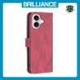Brilliance LUX iPhone 16 Plus Flip PU Leather Retro Business linear Wallet with Card Pockets Case Red
