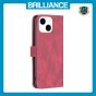 Brilliance LUX iPhone 15 Flip PU Leather Retro Business linear Wallet with Card Pockets Case Red