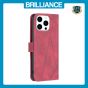 Brilliance LUX iPhone 15 Pro Flip PU Leather Retro Business linear Wallet with Card Pockets Case Red