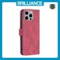 Brilliance LUX iPhone 15 Pro Max Flip PU Leather Retro Business linear Wallet with Card Pockets Case Red