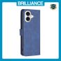 Brilliance LUX iPhone 16 Flip PU Leather Retro Business linear Wallet with Card Pockets Case Blue