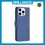 Brilliance LUX iPhone 16 Pro Flip PU Leather Retro Business linear Wallet with Card Pockets Case Blue