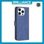 Brilliance LUX iPhone 16 Pro Max Flip PU Leather Retro Business linear Wallet with Card Pockets Case Blue