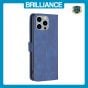 Brilliance LUX iPhone 15 Pro Max Flip PU Leather Retro Business linear Wallet with Card Pockets Case Blue