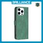 Brilliance LUX iPhone 16 Pro Flip PU Leather Retro Business linear Wallet with Card Pockets Case Green