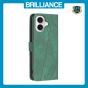 Brilliance LUX iPhone 16 Plus Flip PU Leather Retro Business linear Wallet with Card Pockets Case Green