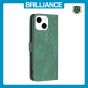 Brilliance LUX iPhone 15 Flip PU Leather Retro Business linear Wallet with Card Pockets Case Green
