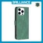 Brilliance LUX iPhone 15 Pro Flip PU Leather Retro Business linear Wallet with Card Pockets Case Green