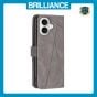 Brilliance LUX iPhone 16 Flip PU Leather Retro Business linear Wallet with Card Pockets Case Grey