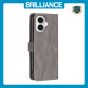 Brilliance LUX iPhone 16 Plus Flip PU Leather Retro Business linear Wallet with Card Pockets Case Grey