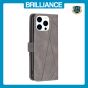 Brilliance LUX iPhone 16 Pro Max Flip PU Leather Retro Business linear Wallet with Card Pockets Case Grey